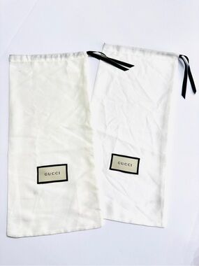 Gucci White Satin Dust Bags Set of 2-Authentic Storage Bag with Drawstring 17x8